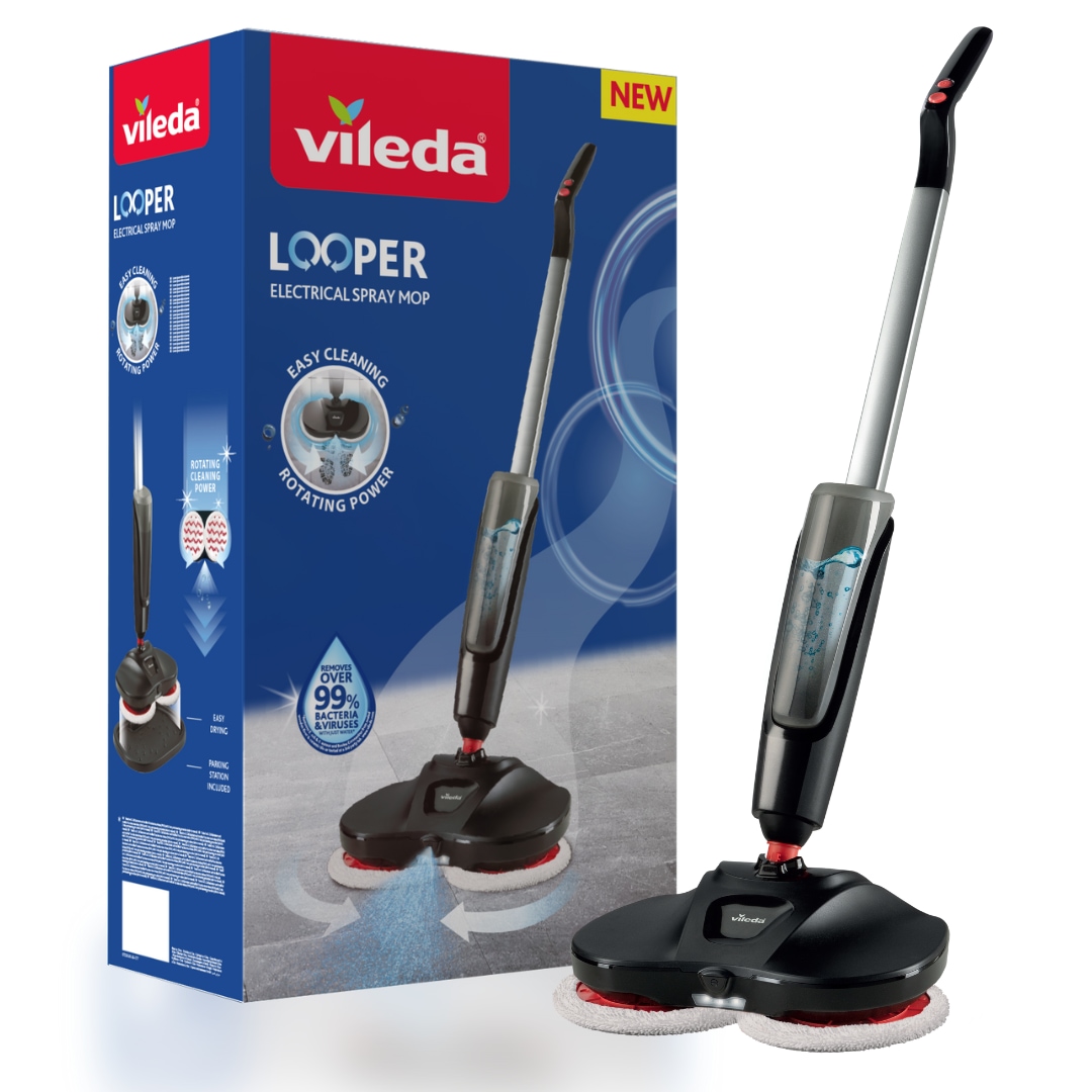 Vileda Looper Floor mopp | Elektrisk spraymopp | mopp | mopp med batteri |  lätt | rengöring mellan | integrerad vattentank | svävande mopp | trådlös 