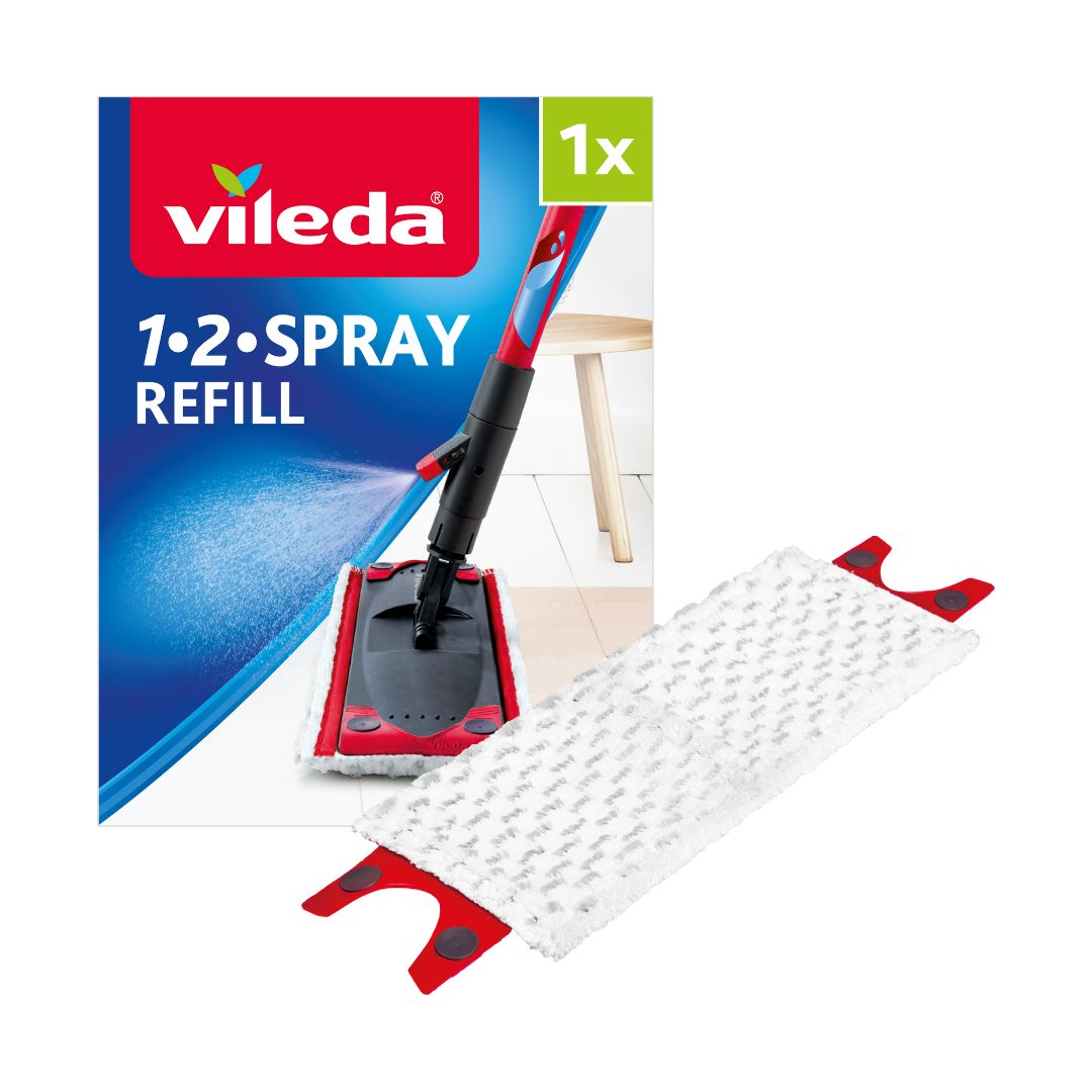 Vileda 1-2 Spray Microfibre Flat Spray Mop with Extra Microfibre Refill Pad
