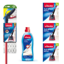 Vileda 1-2 Spray Bundle | 1-2 Spray Mop | 3 x 1-2 Spray Refills  | 1-2 Spray Liquid