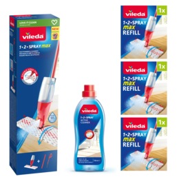 Vileda 1-2 SprayMax Bundle 2 | 1-2 SprayMax | 1-2 SprayMax Refill x3 | 1-2 Spray Liquid