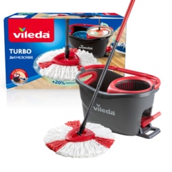 Vileda Turbo EasyWring & Clean Floor Mop Complete Set, Mop and Bucket with  Power Spinner, Blue